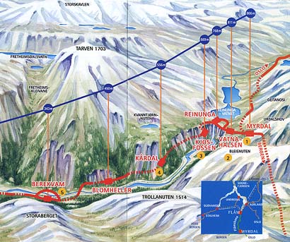 ソグネ フィヨルドへの旅 Sept 20 21 ベルゲン バス ボス ベルゲン鉄道 ミルダール フロム山岳鉄道 フロム Bergen Voss Myrdal Flam Thon Hotel Rosenkrantz を出発 右手にフィヨルドではなく淡水湖が見えてきた それに注ぐ